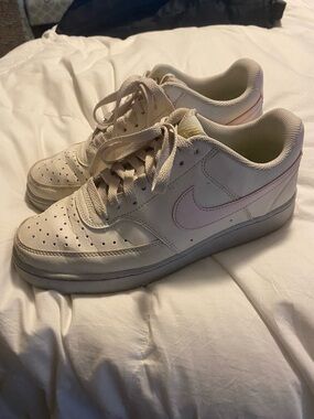 Nike Women's Low-Top Sneakers - Cream with Light Pink Swoosh